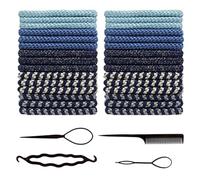 30 anelli per capelli ricamati e 4 pezzi di culle per capelli, corde per capelli fatte a mano retrò, regali carini per ragazze, adatti per legare i capelli, acconciature e vestirsi (serie nera e blu).