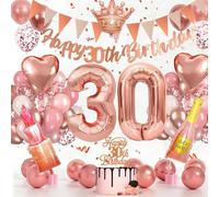 30 Anni Compleanno Donna, Palloncini 30 Anni Oro Rosa, Decorazioni Compleanno 30 Anni, Con Palloncini Cuori e Corone, Happy 30th Birthday Bandierina, Decorazioni Festa Donna