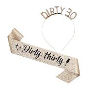 30 Anni Diademi e Cinture da Donna per il Trentesimo Compleanno, Oro 30 Compleanno Fascia, Coroncina Principessa, Corona Compleanno, Decorazioni per Feste di Compleanno