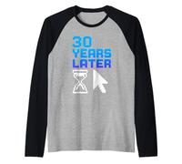 30 Anni Dopo Anniversario Retro Computer Geek 90s Group Maglia con Maniche Raglan