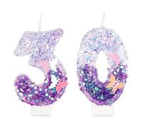 30 Anno Candele di Compleanno Numero 30, Candela Glitter Farfalla, Candela Compleanno Viola, Torta di Decorazione Compleanno per Donne e Ragazze