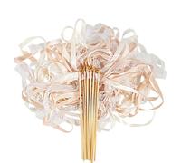 30 bacchette da sposa con campane dorate e pizzo di seta (oro champagne) | Bastoncini di nastro per matrimonio, campane dorate in pizzo di seta, nastro da 60 cm, 30 cm, bambù, 90 cm in totale
