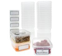 30 barattoli rettangolari con coperchio, da 275 ml, a prova di perdite, con | Contenitore in plastica trasparente, impilabile, universale, per salse, meal prep, snack, barf, standard industriale