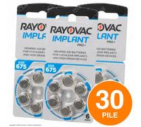 30 Batterie PILE RAYOVAC Implant PRO+ 675 per Protesi Acustiche Cocleari Udito
