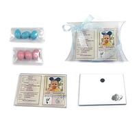 30 BOMBONIERE BATTESIMO BIMBO PERSONALIZZABILE CARTA D'IDENTITA' PLEXIGLASS