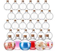 30 bottiglie in plastica con tappo in sughero, a forma sferica, per decorazioni artistiche con sabbia, barattoli trasparenti per caramelle, per Halloween, Natale, feste di compleanno