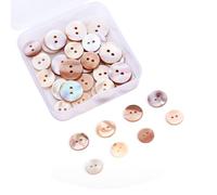 30 bottoni a conchiglia naturali da cucire, 12,5 mm, 15 mm, in madreperla, per vestiti, cucito, fai da te, senza macchina con scatola trasparente