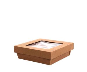 30 Box contenitori take away con coperchio a finestra 16,3x16,3xh5cm