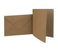 30 carta kraft cartellini Set di DIN A6 pieghevole Blanko naturale marrone 105 X 147 mm 220 GM² con lettere, buste DIN C6 115 X 160 mm 90 GM² naturale marrone (Forza) Post Buste di carta senza