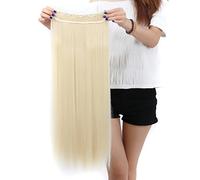 30 cm (76 cm), bionda lunga dritta, candeggina a 3/4, a testa intera, 5 clip, extension per capelli, sexy, da donna, alla moda, colore (biondo sbiancante)