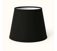30 cm Paralume Cono, Tessuto di Cotone con PVC Bianco, Prodotto Artigianale, per Lampada da Tavolo, Piantana (Nero)