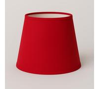 30 cm Paralume Cono, Tessuto di Cotone con PVC Bianco, Prodotto Artigianale, per Lampada da Tavolo, Piantana (Rosso)