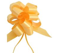 30 COCCARDE AUTOTIRANTI 3,0 CM MATRIMONIO AUTO CASA NOZZE BATTESIMO LAUREA COMUNIONE FIOCCO DIAM. 10 CM SVELTO STRIP (GIALLO/ORO)