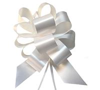 30 COCCARDE AUTOTIRANTI 4,8 CM MATRIMONIO AUTO CASA NOZZE COMUNIONE GRAN FIOCCO (BIANCO)