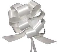 30 COCCARDE BIANCO AUTOTIRANTI 3,0 CM MATRIMONIO AUTO CASA NOZZE BATTESIMO LAUREA COMUNIONE FIOCCO Ø 11 CM SVELTO STRIP (BIANCO)
