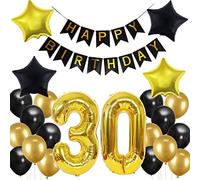 30 ° compleanno Deco Set numero 18 Palloncino compleanno festa Deco per ragazza Boy-2 pezzi numero 30 gonfiabile pallone a elio+1 Banner compleanno felice+16 palloncino lattice +4stelle palloncino