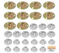 30 dadi Brad Loch T, M8 x 22/27/37 Brad foro T Dado, piastra zincata, dadi T in acciaio al carbonio, dadi T Mardatt, raccordi per mobili, kit flangia per mobili in legno solido