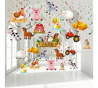 30 Decorazioni a Vortice da Appendere alla Festa degli Animali della Fattoria, Turbinii di Lamina Festa di Compleanno nel Fienile degli Animali Appesi Decorazione da Soffitto per Bambini