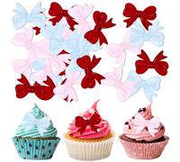 30 decorazioni per torte a forma di farfalla in resina rosa, rossa e blu con punti di colla, decorazioni per feste con fiocco blu, 30 Pcs Bow Cupcake Toppers Bowknot Torta Toppers