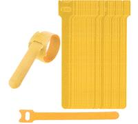 30 fascette per cavi regolabili riutilizzabili 12 mm x 150 mm con gancio e anello lungo cinghie per la gestione dei cavi, filo ordinato, organizer per cavi (giallo)