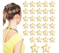 30 fermagli per capelli a forma di stella pentagramma, metallici, vintage, punk, per donne e ragazze (oro)