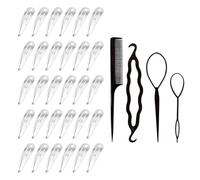 30 Fermagli Per Capelli In Argento E 4 Bigodini Neri, Fermagli Per Capelli Semplici E Alla Moda, Fermagli Per Capelli In Metallo, Strumenti Per Acconciature