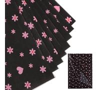 30 Fogli Carta Velina con Fiori a Forma di Cuore, 50x35cm Carta per Avvolgere Carta da Regalo Regalo Decorativo Per Natale Matrimonio Compleanno Festa Artigianato Imballaggio (Nero)