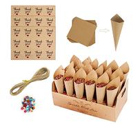 30 fogli di carta kraft con vassoio di supporto, corde, adesivi e coriandoli di colore misto, set di scatole per coni, petali e bouquet, decorazioni per caramelle per matrimoni, feste.