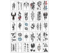 30 fogli di tatuaggi temporanei a forma di fiore con scritta "Love Flower" e lettere nere, piccoli adesivi per tatuaggi per uomini e donne, impermeabili, finti.(Set-218)