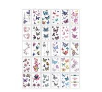 30 fogli di tatuaggi temporanei a forma di fiore con scritta "Love Flower" e lettere nere, piccoli adesivi per tatuaggi per uomini e donne, impermeabili, finti.(Set-106)