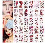 30 Fogli Tatuaggi Ferite Halloween,Halloween Zombie Scars Tatuaggi,Halloween Tatuaggi Temporanei,Tatuaggi Finti,Tatuaggio ferita spaventoso impermeabile per il gioco di ruolo della festa di Halloween