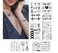 30 fogli tatuaggi temporanei da attaccare sulla pelle impermeabile, adulti colla adesivi impermeabili per tattoo neri piccoli adesivi per Donna uomini uomo ragazzo ragazza braccia petto schiena gambe