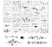 30 Fogli Tatuaggi Temporanei Floreali Scritte, Impermeabili Tatuaggi Finti Stickers con Nero Farfalla, Adesivi Per Tatuaggi Donna e Uomo, Tatuaggio Trasferelli per Corpo Braccio Petto Spalla