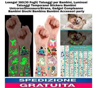 30 Fogli Tatuaggi x Bambini, Luminosi Tatuaggi Temporanei Stickers X Divertiment