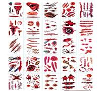 30 Foglio Halloween Face Fake Scar Tatuaggi, Halloween Zombie Trucco Kit Decorazione per Bambini, Vampire Bite Ferite Tagli Impermeabile Tatuaggio Falso Sangue per Forniture Del Partito Cosplay Props