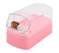 30 fori porta punta per trapano per unghie custodia per spazzola per pulizia Dsut supporto a prova di esposizione strumenti per manicure (Rosa)