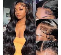 30 Inch 13x6 HD Lace Front Wigs Human Hair Brazilian Virgin Hair Body Wave Transparent Lace Frontal Wig Pre Plucked 230% Density Glueless Lace Wig Human Hair for Black Women Natural Color