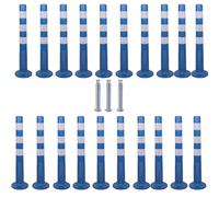 30-Inch Flexible Traffic Barricade Post with Reflective Band for Driveway and Crowd Control(Blue+white,20 pack)
