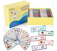 30 libri flip per leggere e rime, libro con parole per famiglia, schede flash per imparare a leggere la fonica, flashcard ABC e giochi di lettura (giallo, 1 set)