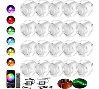 30 luci da incasso per terrazze, diametro 30 mm, 0,6 W, LED da incasso per esterni, 12 V, mini faretto a LED, con telecomando, IP67, impermeabile, compatibile con Alexa Google Home