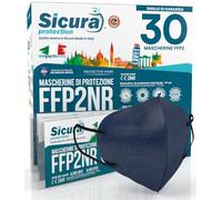 30 Mascherine FFP2 Certificate CE BLU con Elastici Neri SICURA logo impresso BFE ≥99% Made in Italy Mascherina ffp2 SANIFICATA e sigillata singolarmente
