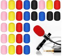 30 mini coperture lavalier in spugna per microfono da bavero per cuffie, microfono lavalier, con riduzione del rumore, 5 colori