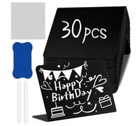 30 mini lavagne di gesso, 100 x 75 mm, con numeri da tavolo, piccola lavagna nera con gomma, 2 penne, etichette per alimenti, per feste, matrimoni, buffet