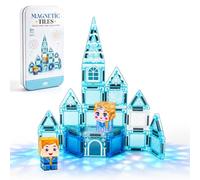 30 mini piastrelle magnetiche a tema principessa e castello, mattoncini magnetici da viaggio essenziali con custodia, kit STEM On-The-Go Montessori, educazione prescolare, giocattolo sensoriale per
