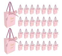 30 mini sacchetti di carta, sacchetto regalo "Grazie" da 4,3''x2,4''x6'' con manico, sacchetto portaconfetti piccolo con fiocco in nastro per matrimonio, addio al nubilato, baby shower,festa di laurea