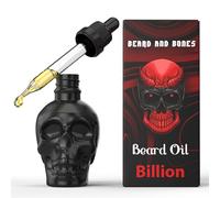 30 ml Beard Oil for Men - Beard and Bones Unique Glass Teschio Bottle | Scelta di 6 Scents | Vegan, Cruelty Free (Billion)