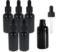 30 ml Flaconi Contagocce in Vetro, 6 Pezzi Nero Bottiglie Contagocce Vetro, Vuoto Bottiglia Pipetta Bottiglia di Vetro con Pipette per Profumi Olio Essenzial Aromaterapia Liquidi Laboratorio