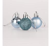 30 mm/12 palline di Natale infrangibili blu chiaro, decorazioni per albero di Natale, palline ornamentali da appendere, decorazioni natalizie, lucide, opache, glitterate