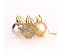 30 mm/12 palline di Natale infrangibili color oro champagne, decorazioni per albero di Natale, palline ornamentali da appendere per le vacanze, lucide, opache, glitterate