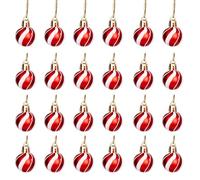 30 mm/24 palline di Natale infrangibili rosse e bianche, decorazioni per albero di Natale, palline ornamentali da appendere, decorazioni natalizie per le vacanze, lucide, opache, glitterate